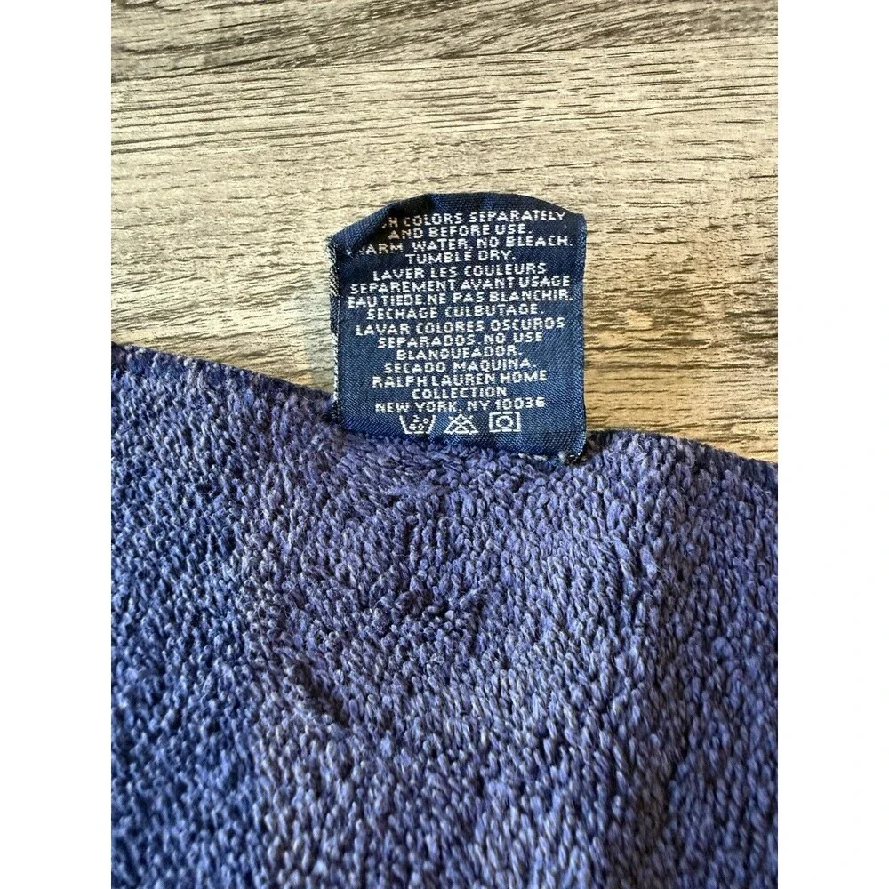 Ralph Lauren Blue 100% Cotton Textured Solid Square Washcloth 13x13 Turkey